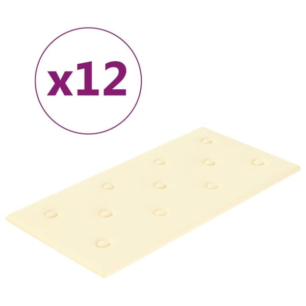 Väggpaneler 12 st gräddvit 60x30 cm konstläder 2,16 m²
