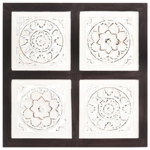 Handsnidad väggpanel MDF 40x40x1,5 cm brun och vit