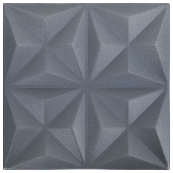 3D Väggpaneler 24 st 50x50 cm origami grå 6 m²