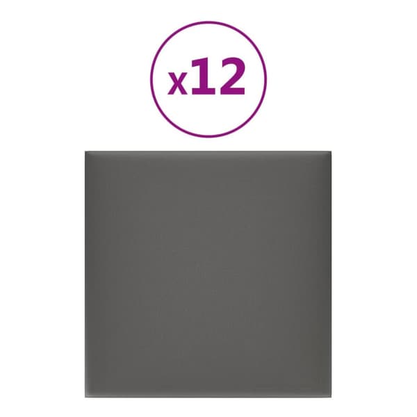 Väggpaneler 12 st grå 30x30 cm konstläder 1,08 m²