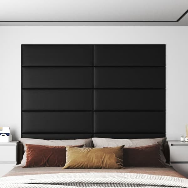 Väggpaneler 12 st svart 90x30 cm konstläder 3,24 m²