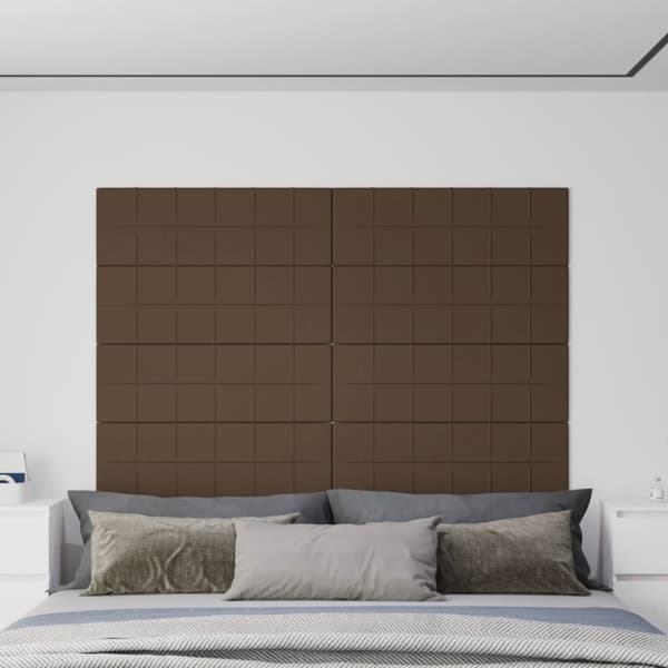 Väggpaneler 12 st brun 90x30 cm tyg 3,24 m²