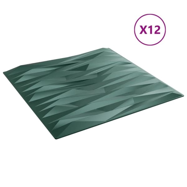 Seinäpaneelit 12 kpl Vihreä 50x50 cm XPS 3 m² Kivi