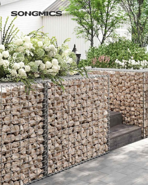 Rootz Gabion Wall Kit - Stålnätpaneler - Galvaniserade Gabions - Landskapsstenar - 100 cm x 90 cm x 30 cm - Utomhusdekor - 57,5 ​​kg.