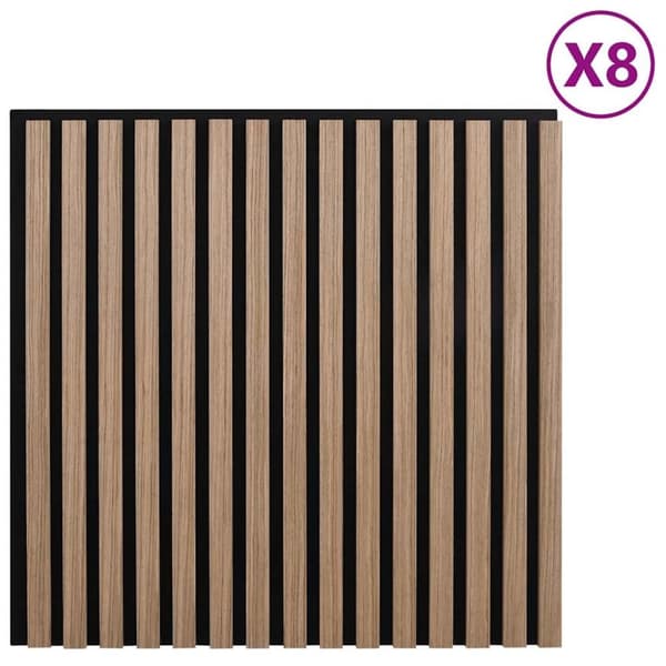 vidaXL akustiske vægpaneler 8 stk. med spalter 60,5x60 cm egefiner