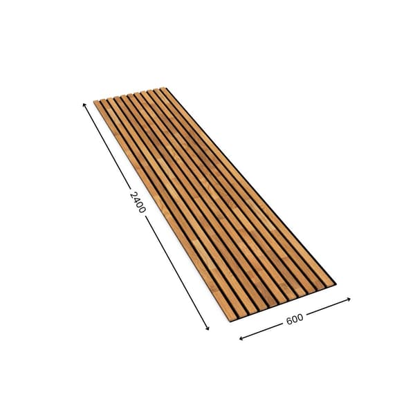 Dekorativt akustisk panel i massiv valnøtt 2400x600 mm - 40 mm lameller, svart filtbakside