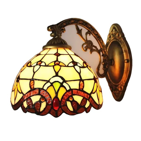 Tiffany Væglampe, Viktoriansk Stil, Glasmaleri Design,B