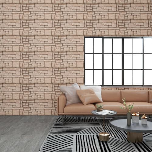 Väggpaneler 3D beige tegel 10 st EPS