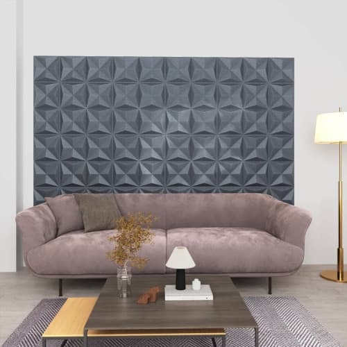 3D Väggpaneler 24 st 50x50 cm origami grå 6 m²