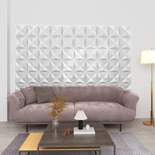 3D Väggpaneler 48 st 50x50 cm origami vit 12 m²
