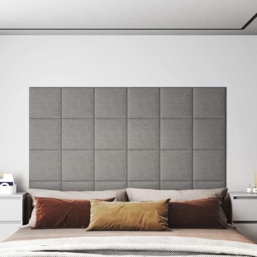 Väggpaneler 12 st ljusgrå 30x30 cm tyg 1,08 m²