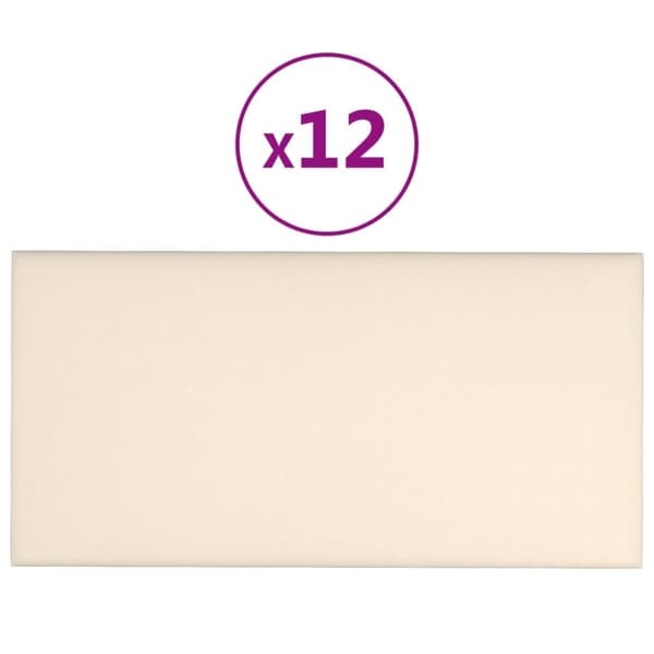 Väggpaneler 12 st gräddvit 30x15 cm sammet 0,54 m²