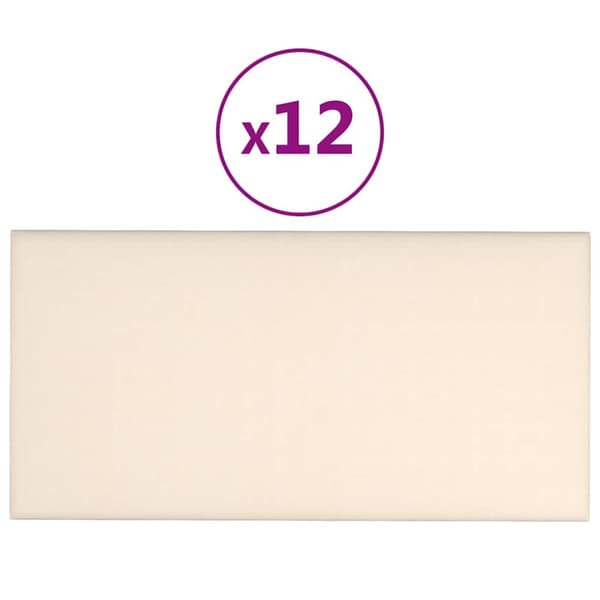 Väggpaneler 12 st gräddvit 60x30 cm sammet 2,16 m²
