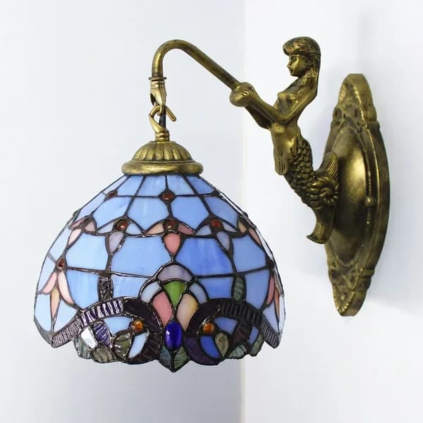 Tiffany Vägglampa, Viktoriansk Stil, Färgat Glasdesign,E
