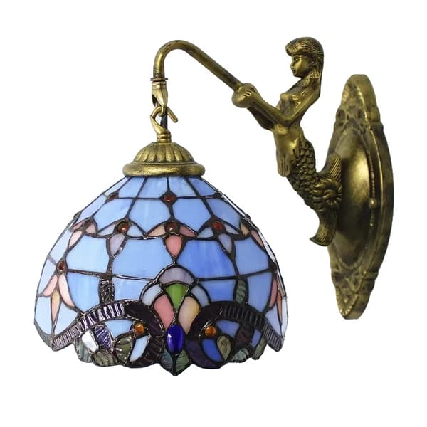 Tiffany Vägglampa, Viktoriansk Stil, Färgat Glasdesign,E