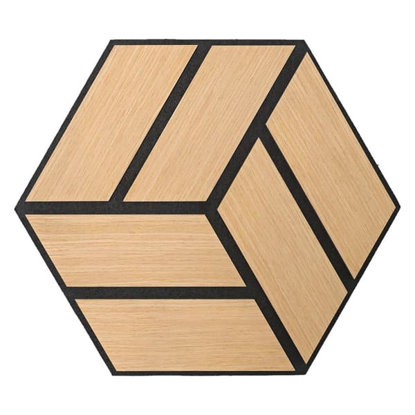 Akustiske Paneler, Hexagon Honningkage, 30x26 cm, Naturlig Eg