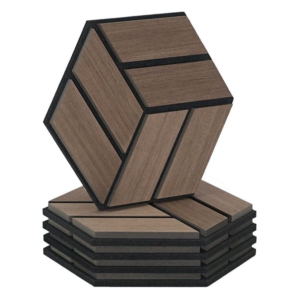 Akustiske Paneler, Hexagon Honningkage, 30x26 cm, Brun