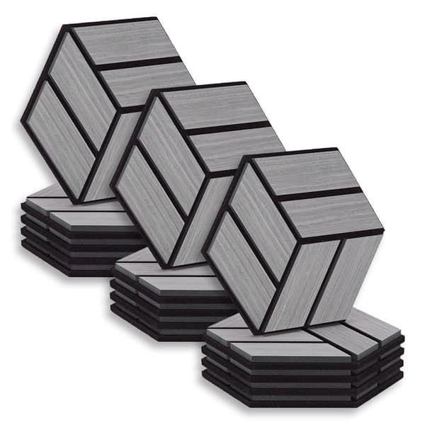 Akustiske Paneler, Hexagon Honningkage, 30x26 cm, Grå