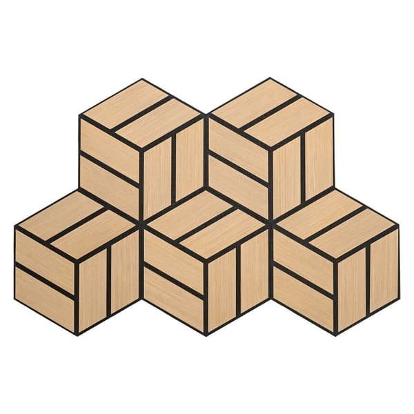Akustiske Paneler, Hexagon Honningkage, 30x26 cm, Naturlig Eg