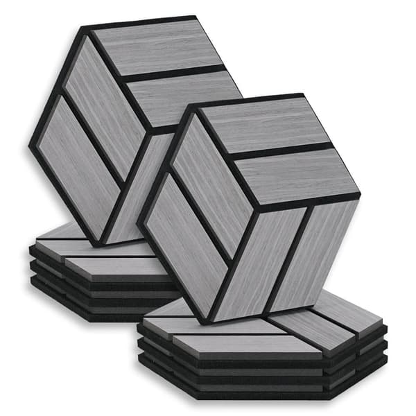 Akustiske Paneler, Hexagon Honningkage, 30x26 cm, Grå
