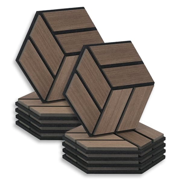 Akustiske Paneler, Hexagon Honningkage, 30x26 cm, Brun