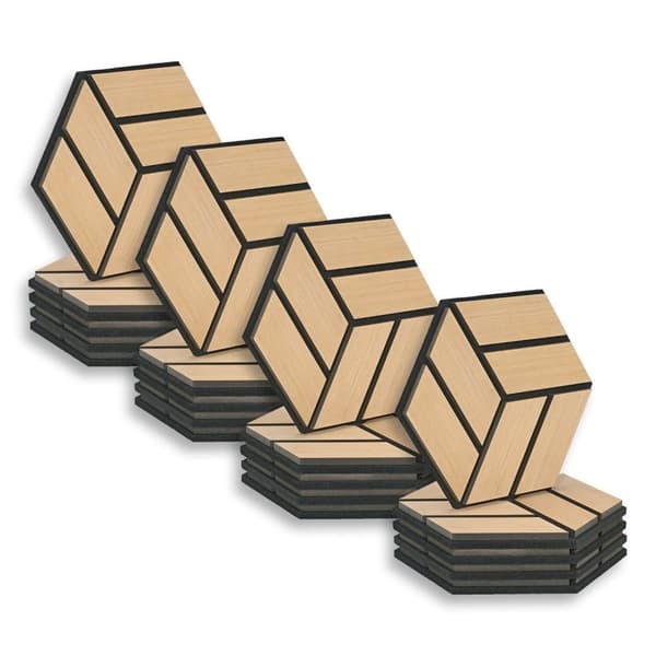 Akustiske Paneler, Hexagon Honningkage, 30x26 cm, Naturlig Eg