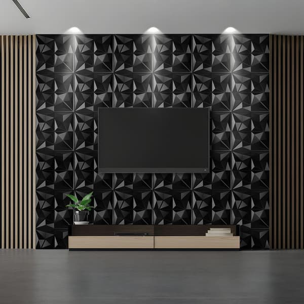 Set med 12 3D-väggdekaler, tredimensionella väggpaneler 30*30 cm, vattentäta och brandsäkra, lämpliga för kontor, sovrum, svarta
