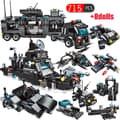 Miniatyrbild 2 av 6: 715st unisex City Police Department bilbyggklossar, DIY-leksaker för barn, Urban SWAT Team Truck House-byggklossar