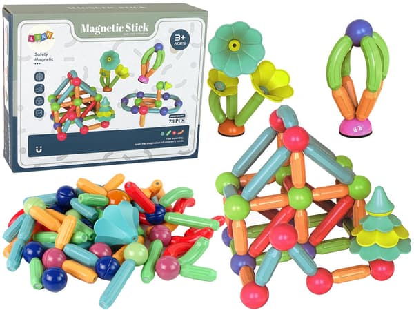 Magnetic Plastic Construction Blocks 78 Elements