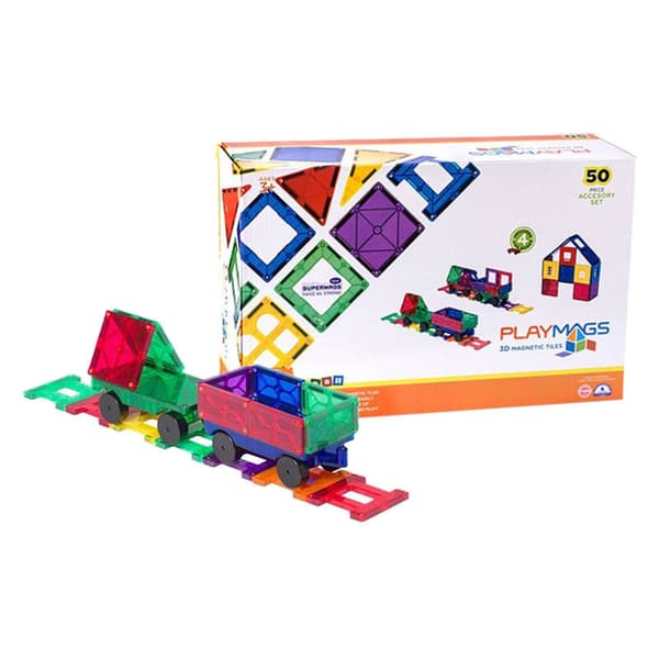 Magnetiske fliser 3D Train Playmags 153 - 50 stk sæt