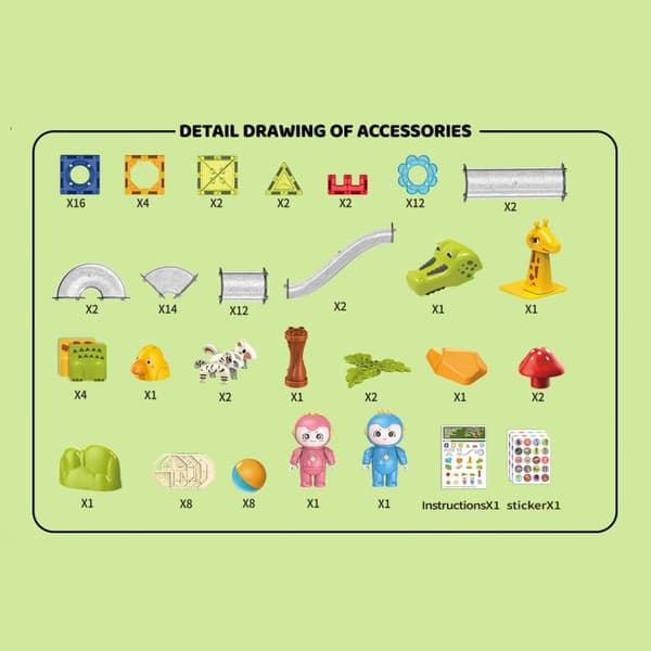 WOOPIE Magnetisk Blok Bold Tracking Animal Paradise 104 stk.
