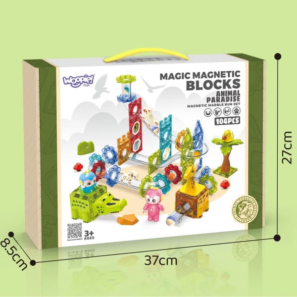 WOOPIE Magnetisk Blok Bold Tracking Animal Paradise 104 stk.
