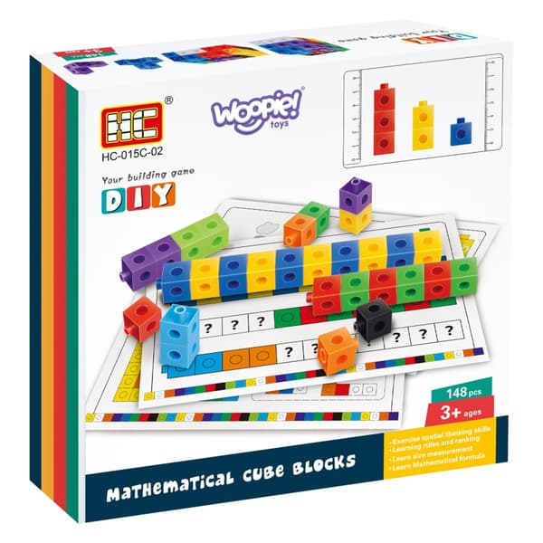 WOOPIE Matematikpuslespil Byggeklodser + Mønstre 148 stk.