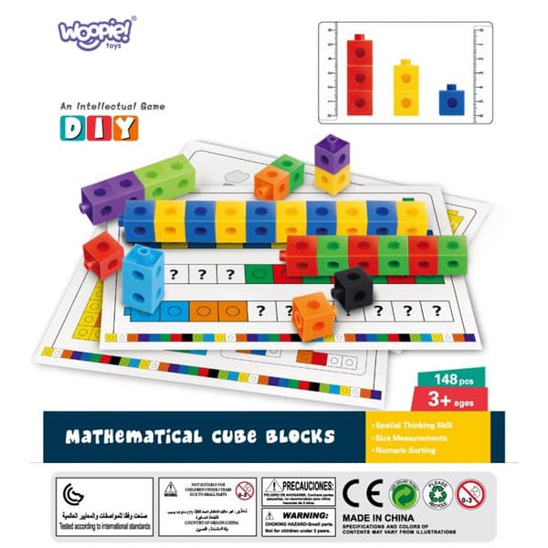 WOOPIE Matematikpuslespil Byggeklodser + Mønstre 148 stk.