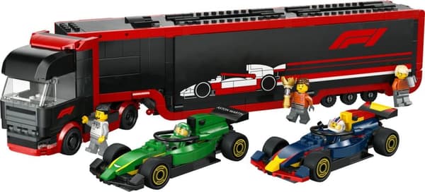 LEGO City 60445 F1® lastbil med RB20 & AMR24 F1® bilar