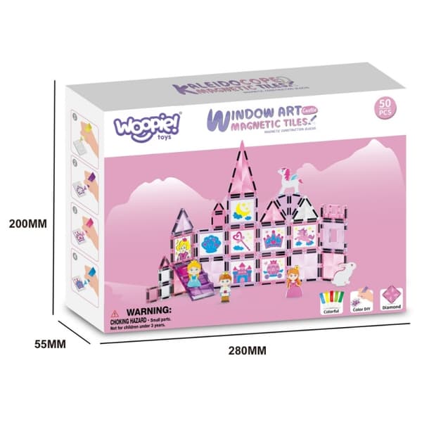 WOOPIE Magnetiska Byggklossar – Prinsesslott Set, 50 delar