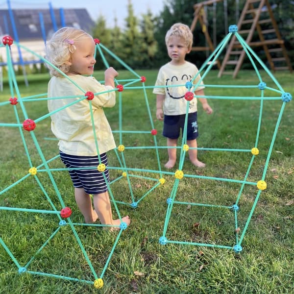 WOOPIE Stort Byggklossar Tältset Sugrör & Rör - 128 delar