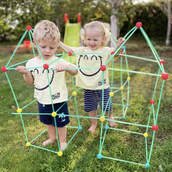 WOOPIE Stort Byggklossar Tältset Sugrör & Rör - 128 delar