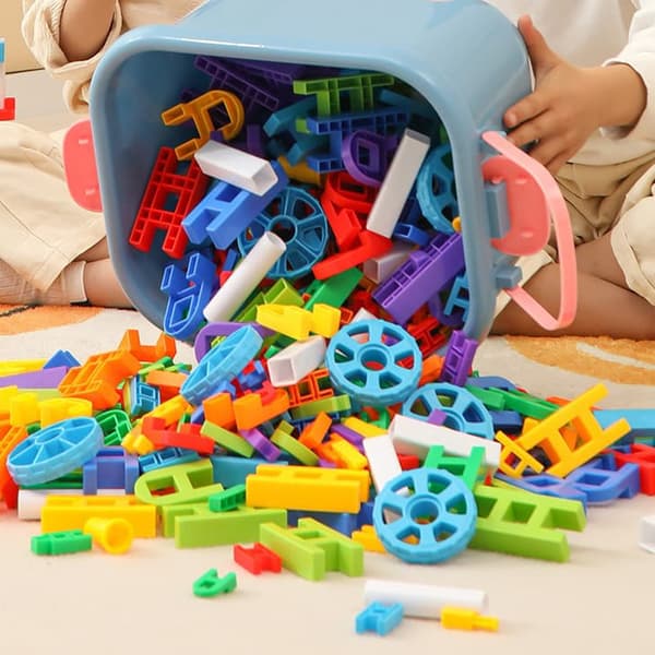 OBOSOE 108-delars mångsidigt pedagogiskt byggkloss-set – färgglada plastblock för barns kreativitet och lärande