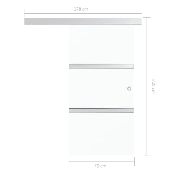 vidaXL Skjutdörr med mjukstopp ESG-glas och aluminium 76x205 cm