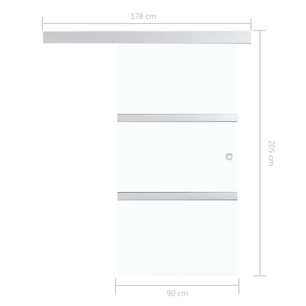 vidaXL skydedør med stop sikkerhedsglas og aluminium 90x205 cm