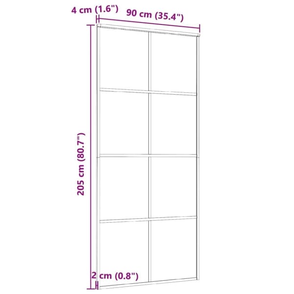 vidaXL skydedør 90x205 cm sikkerhedsglas og aluminium sort