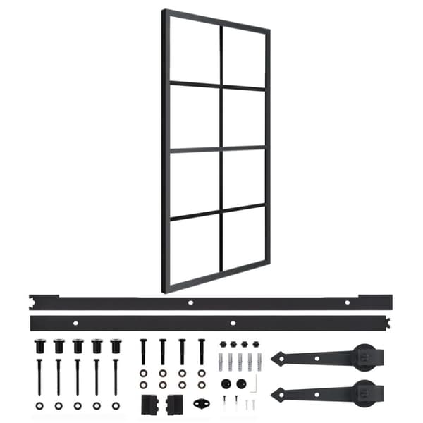 vidaXL skydedør m. monteringssæt 102,5x205 cm aluminium sikkerhedsglas