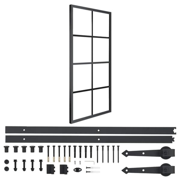 vidaXL skydedør m. monteringssæt 76x205 cm aluminium og sikkerhedsglas