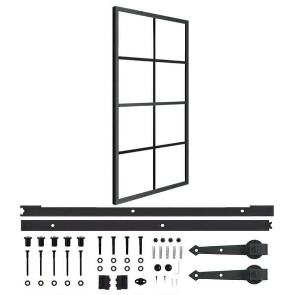 vidaXL skydedør m. monteringssæt 102,5x205 cm aluminium sikkerhedsglas