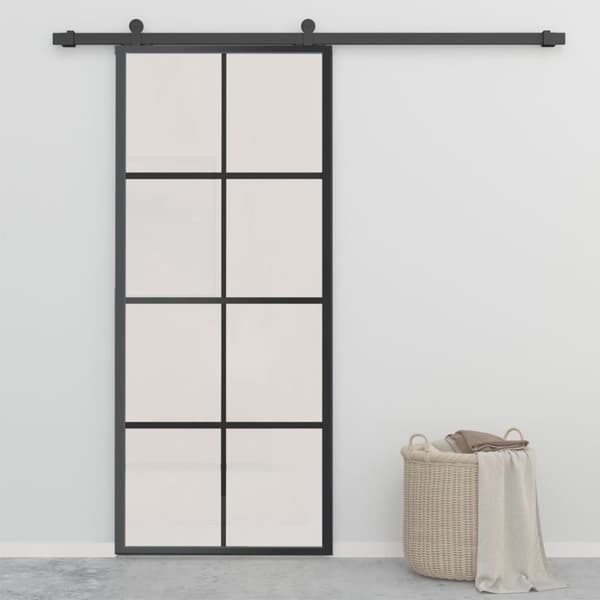 vidaXL skydedør m. monteringssæt 90x205 cm aluminium og sikkerhedsglas