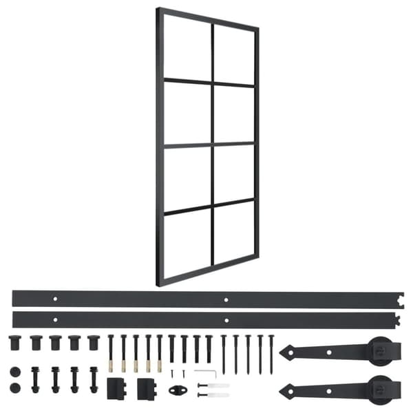 vidaXL skydedør m. monteringssæt 90x205 cm aluminium og sikkerhedsglas