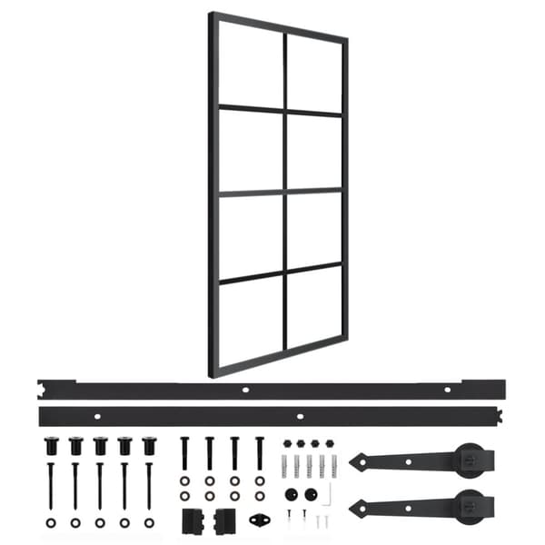 vidaXL skydedør m. monteringssæt 102,5x205 cm aluminium sikkerhedsglas