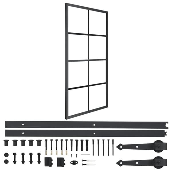 vidaXL skydedør m. monteringssæt 90x205cm aluminium og sikkerhedsglas