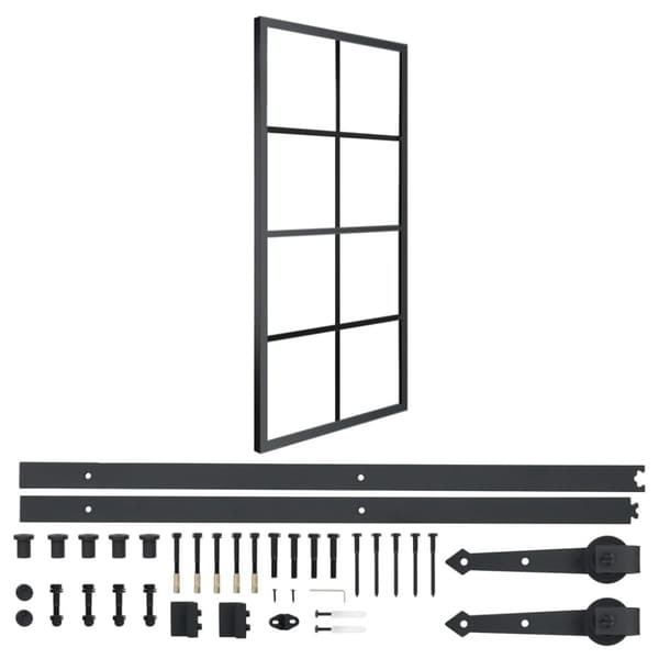 vidaXL skydedør m. monteringssæt 76x205 cm aluminium og sikkerhedsglas